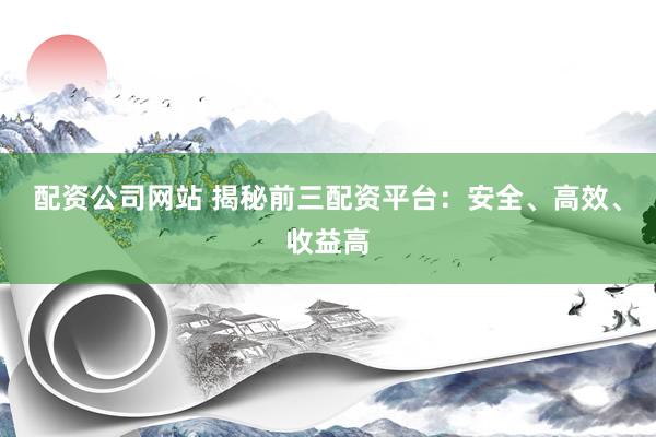 配资公司网站 揭秘前三配资平台：安全、高效、收益高